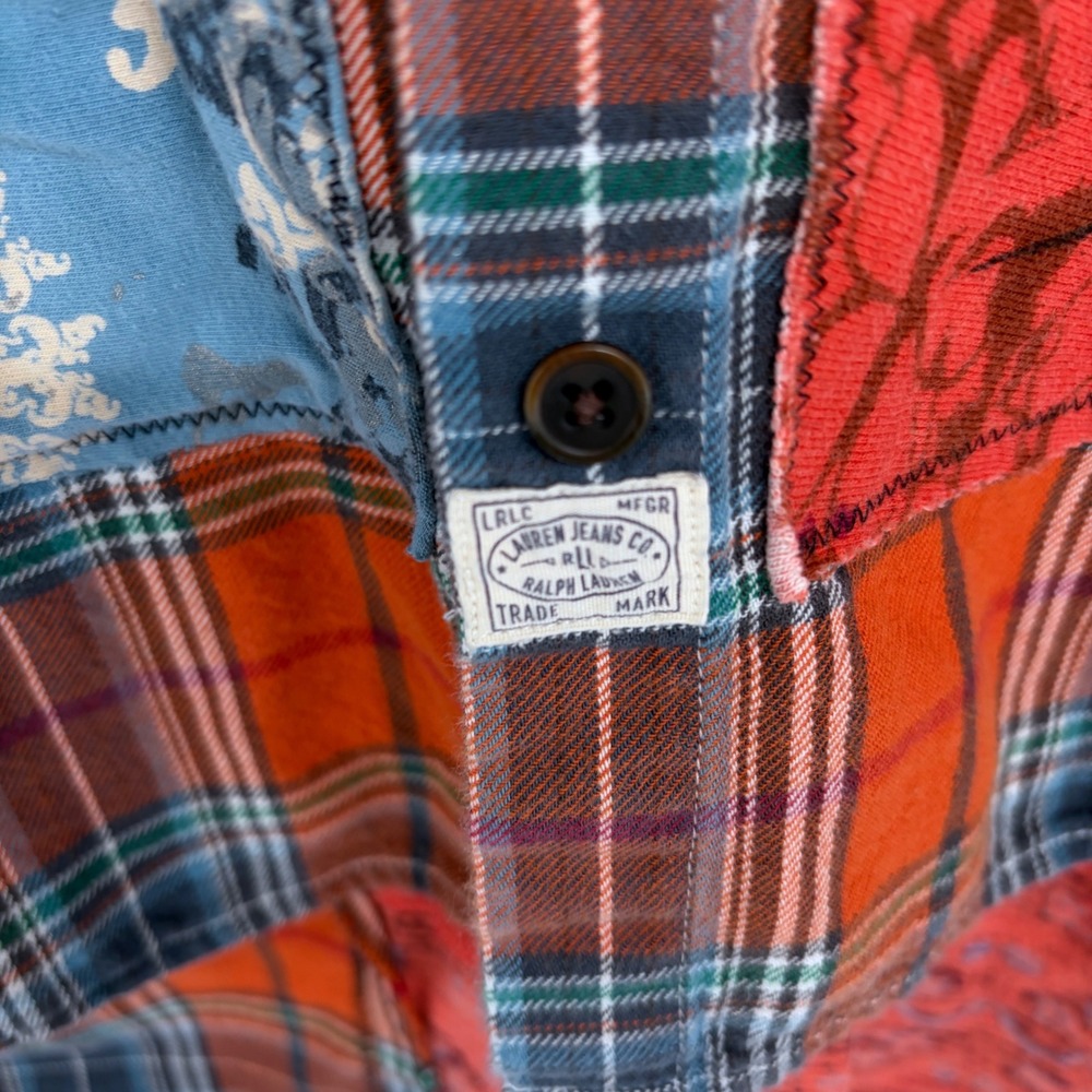 Paula Best Upcycled Art Wear Shirt XL Women's Patchwork Plaid Art Teacher Boho - Picture 6 of 6